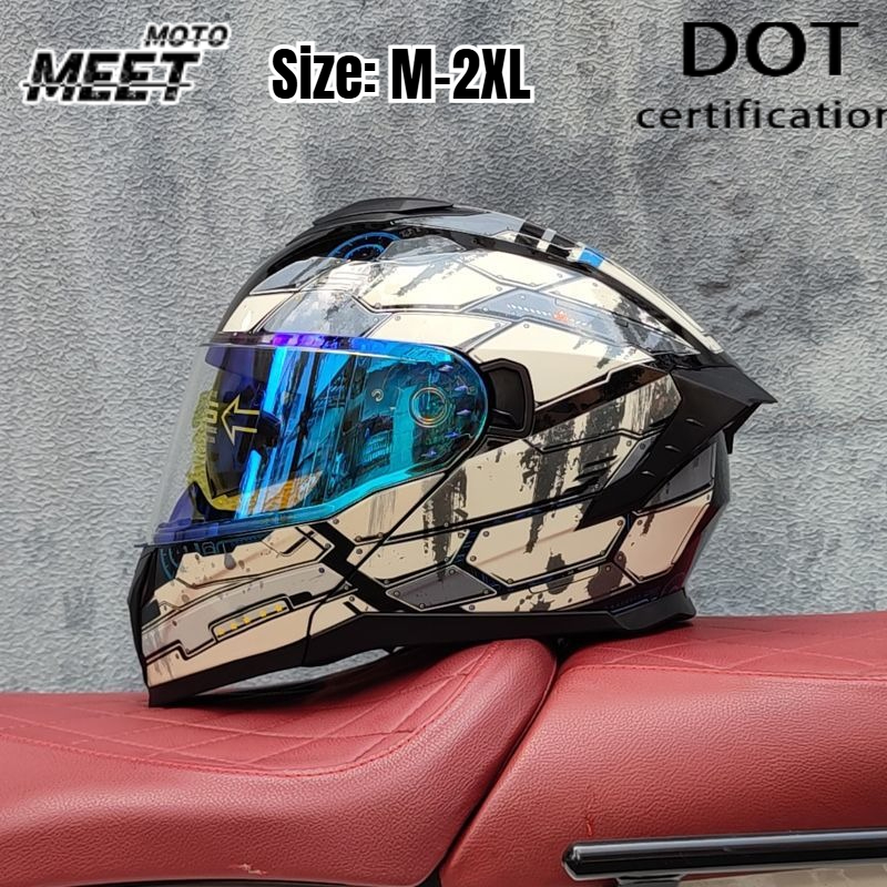 Dual Visor Motorcycle Racing Helmet - Unisex Full Face Motorcycle Racing Helmet,